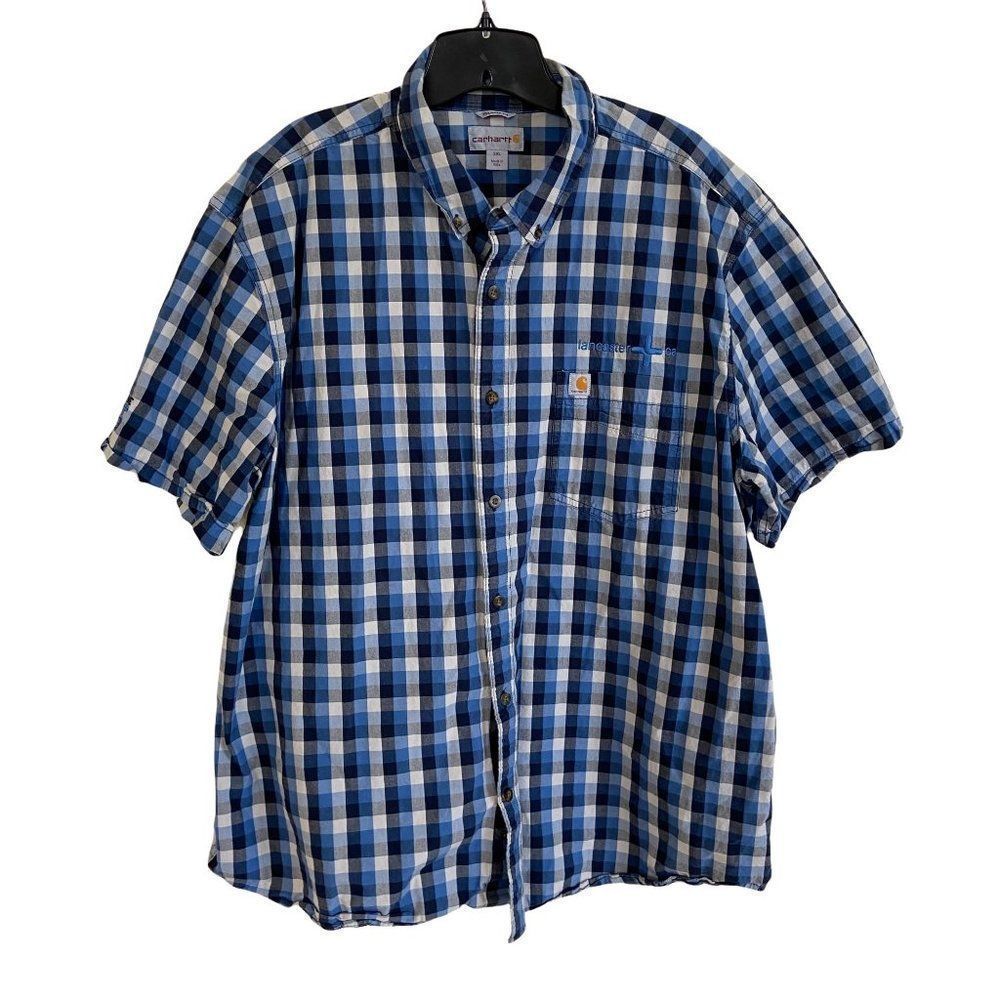 - Carhartt Mens Relaxed Fit Button-up Shirt Size 2XL Checkered w/ Pocket